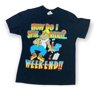 Black 90s bear tee shirt large usa